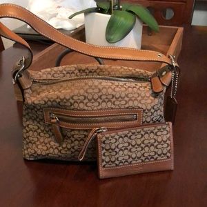 Coach shoulder bag and matching keychain wallet
